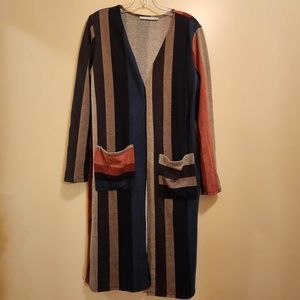 Saints & Hearts Long Striped Cardigan with Pockets